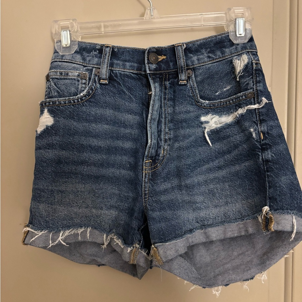 American Eagle Outfitters Blue Distressed Jean Shorts